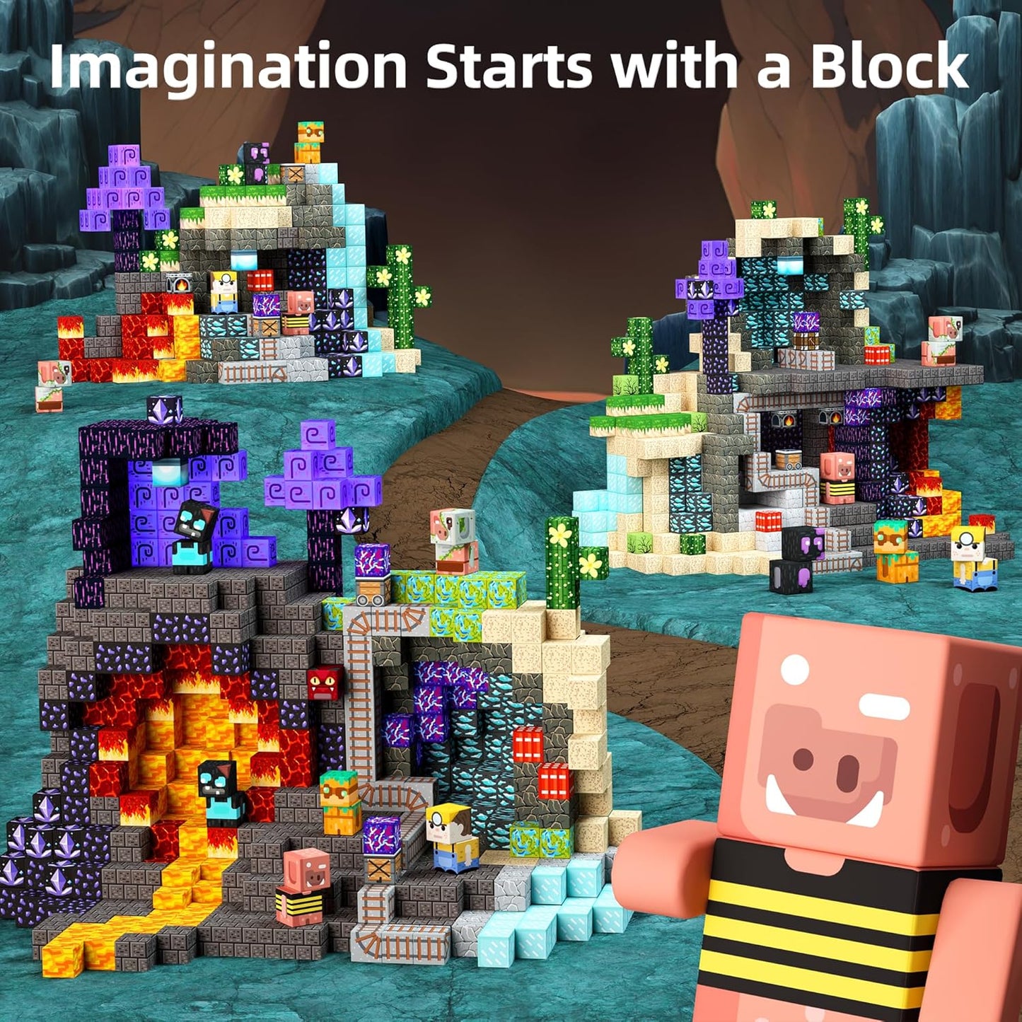 idoot 150PCS Magnetic Blocks Building Toys for Kids Ages 3+, STEM Sensory Toys Grotto Building Set, for Toddler Boys & Girls (0.8inch)