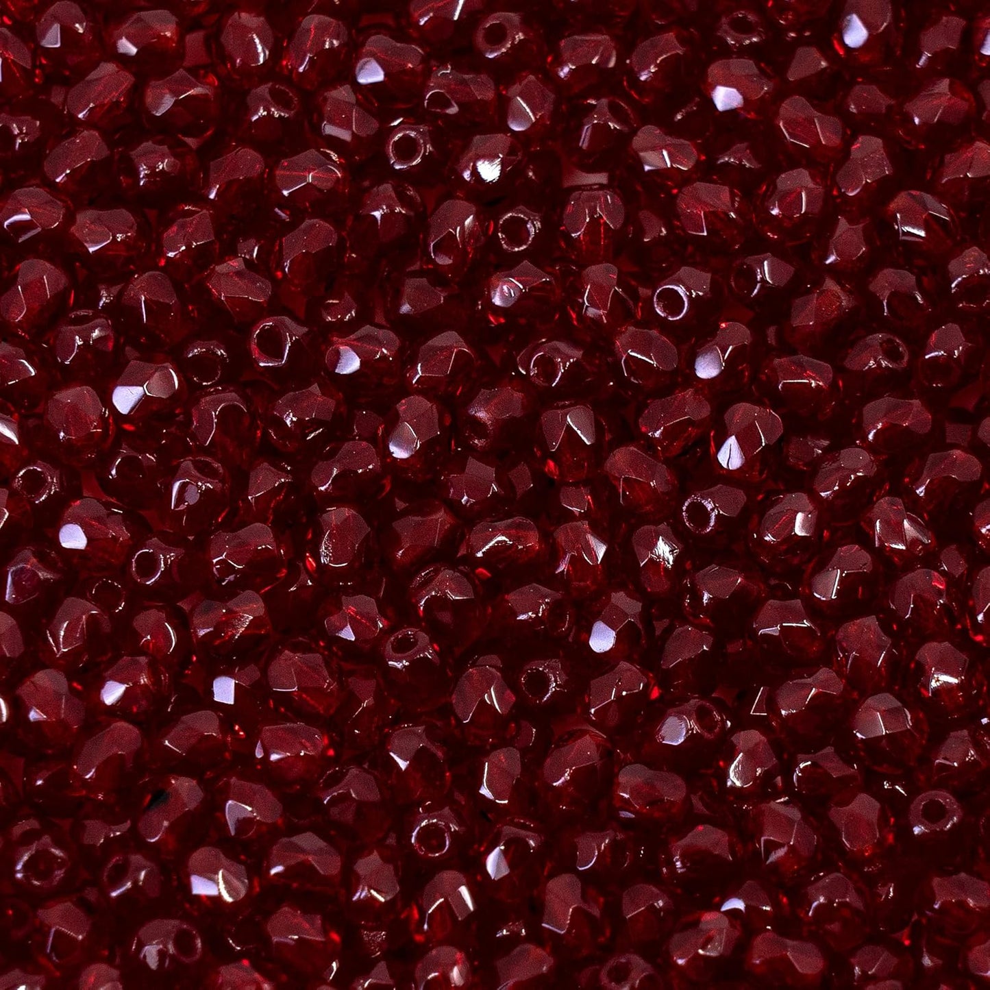 100 pcs Faceted Fire Polished Pressed Czech Glass Beads 3mm (0.12in), Bohemian Dark Ruby Red - 90100