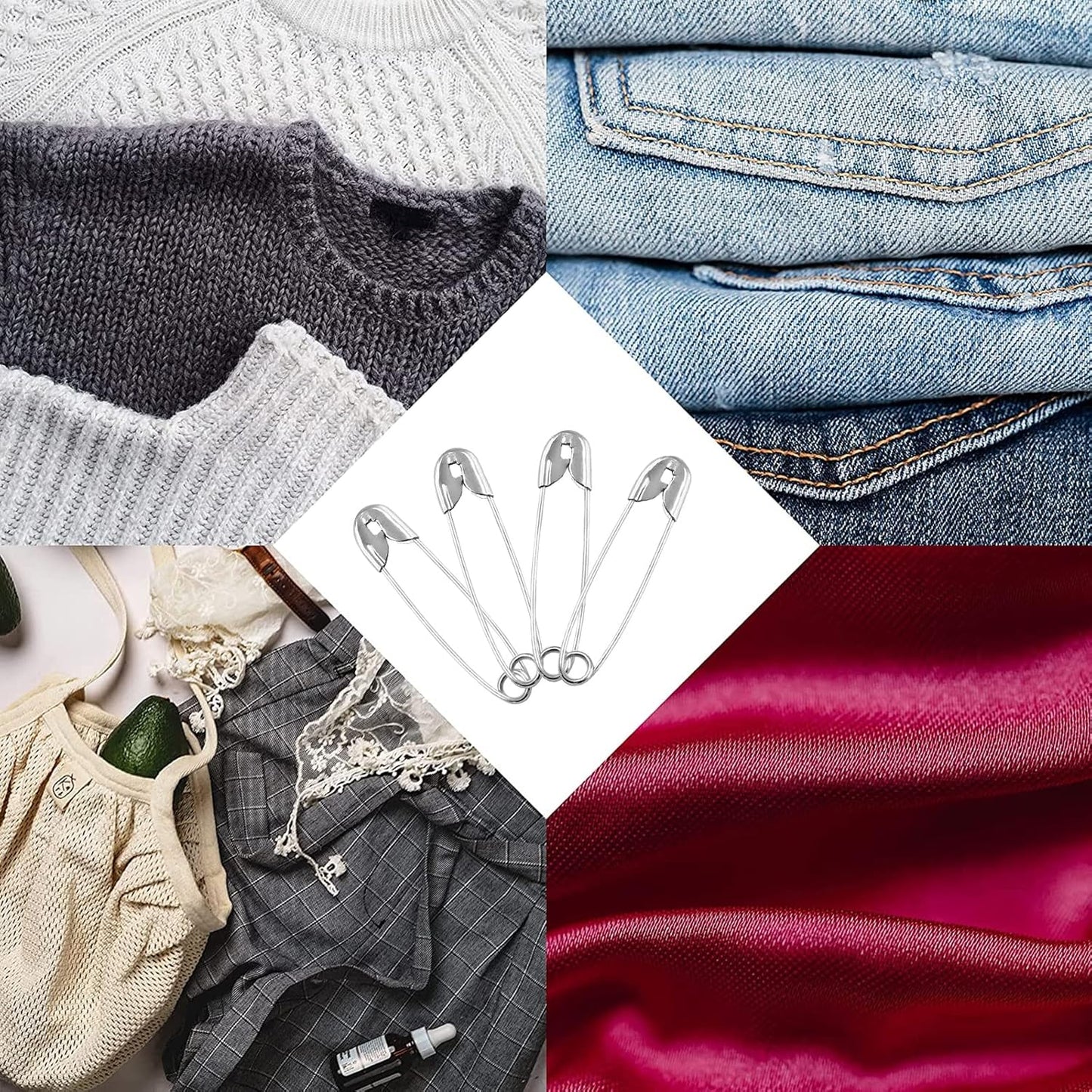 1000PCS 28mm / 1.1 Inch Heavy Duty Quilting Pins, Medium Safety Pins Size 1, Silver Metal Sewing Pins, Sharp Pins for DIY Crafts Jewelry Making Baby Clothing (Nickel Plated)