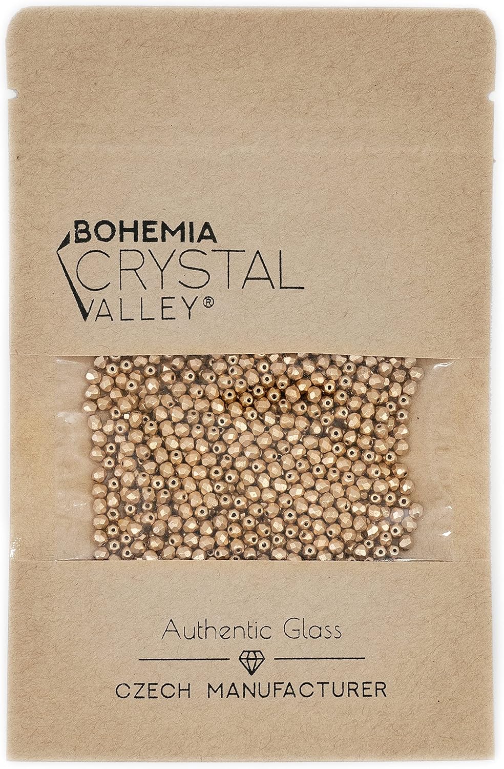 100 pcs Faceted Fire Polished Pressed Czech Glass Beads 3mm (0.12in), Aztec Pale Gold - 01710