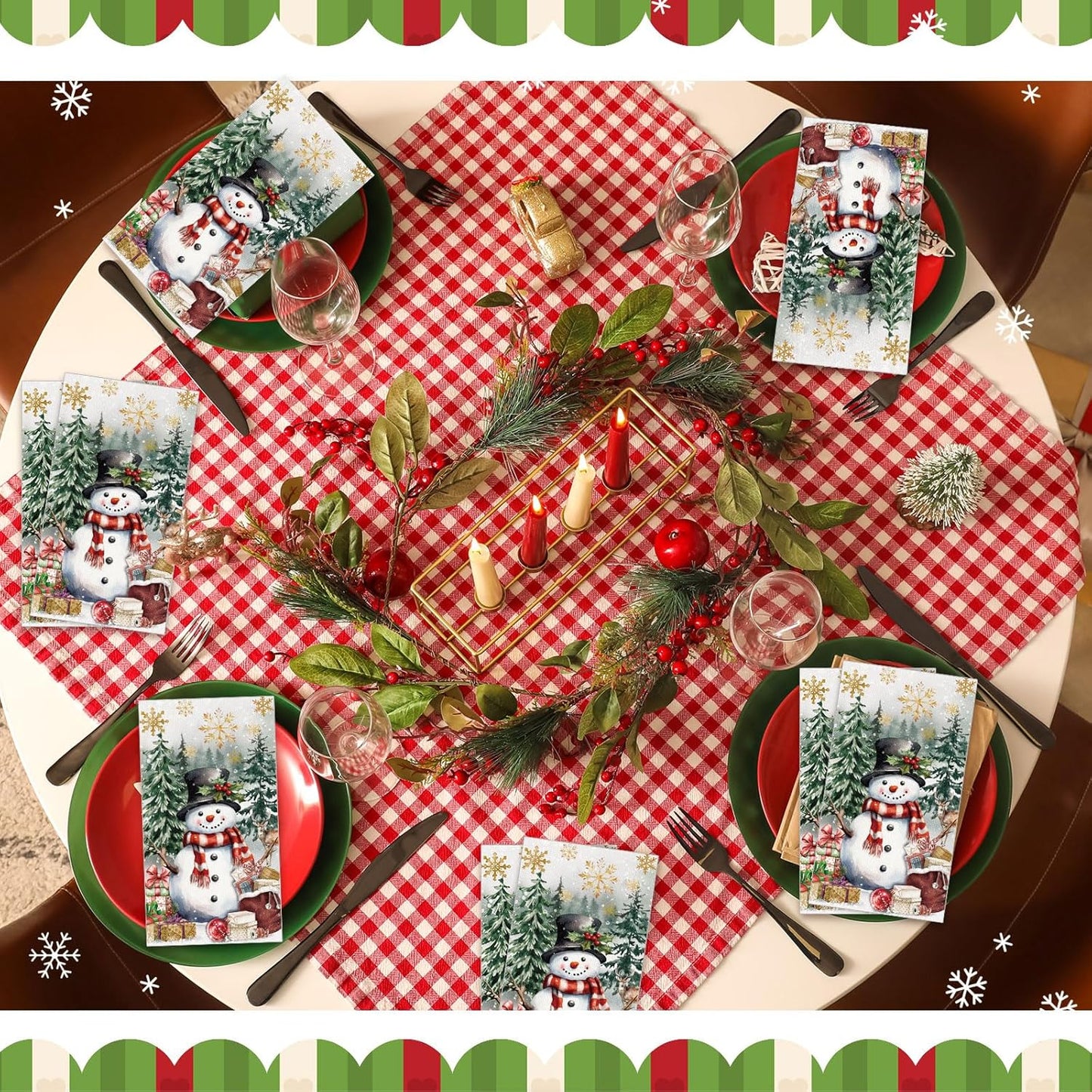 100 Pcs Christmas Guest Napkins 2 Ply Snowman Disposable Paper Napkins for Decoupage Snowflake Elk Xmas Tree Decorative Winter Christmas Cocktail Guest Hand Towel for Party Table Dinner Bathroom