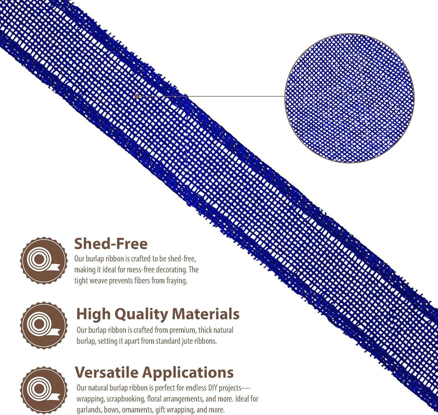 Mandala Crafts Royal Blue Burlap Ribbon 1 Inch Wide Jute Ribbons for Crafts - 20 Yds Roll Rustic Burlap Wrap Trim Ribbons for Wreaths Bows Wedding Party Decoration