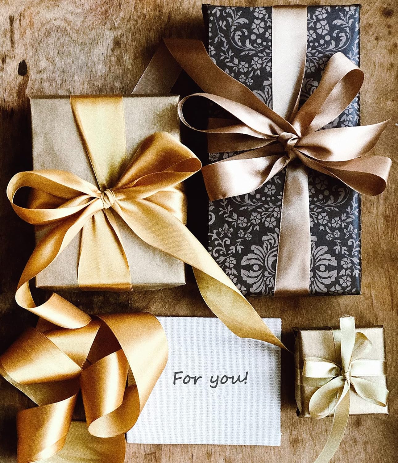 1 1/2 Inch Brown Solid Satin Ribbon, 50 Yards Craft Fabric Ribbon for Gift Wrapping Floral Bouquets Wedding Party Decoration