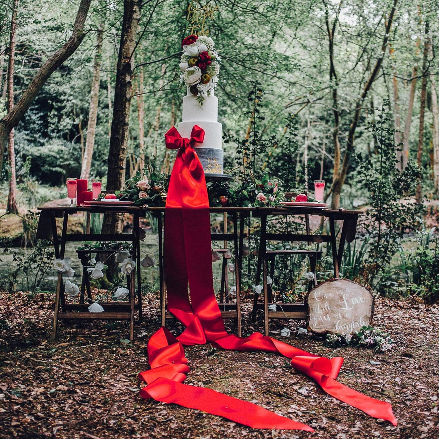 Humphrey's Craft 4 Inch Scarlet Red Double Faced Satin Ribbon - 5 Yards Variety of Color for Crafts Grand Opening Cutting Ceremony Decoration Sewing Chair Sash Wedding and Dining Tables.